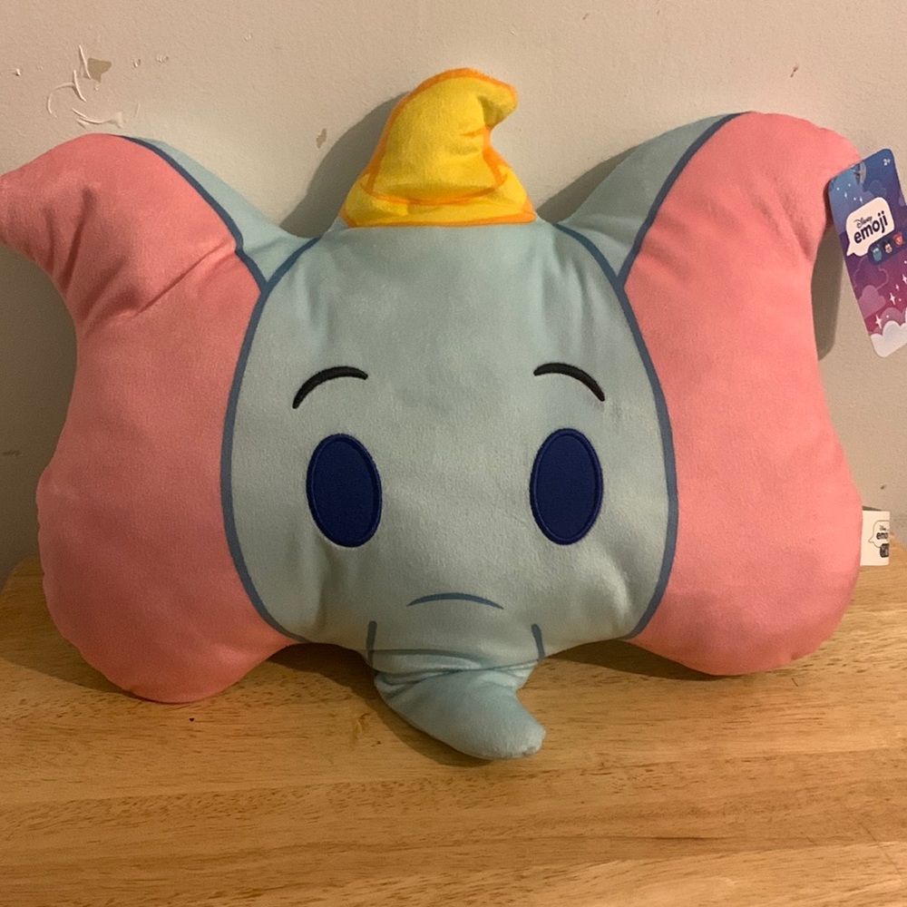 Disney Emoji Dumbo Pillow Just Play Plush Elephant Blue Face Head Ears